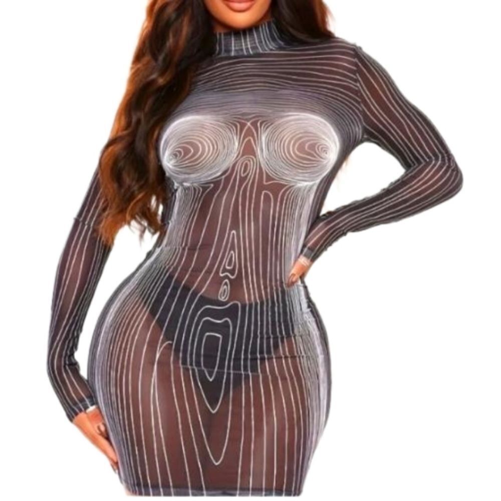 Super sexy sheer mock neck dress sz xxl